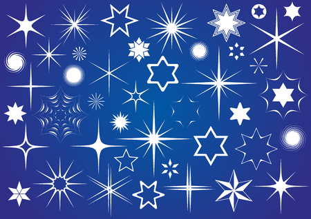 Various white stars collection on white backgroundのイラスト素材