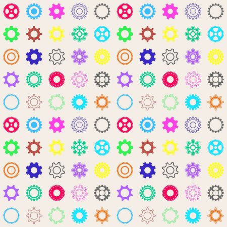 seamless pattern with various colorful gear wheelsのイラスト素材