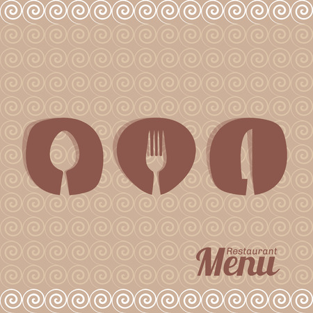 Brown abstract vector restaurant menu design with cutleryのイラスト素材