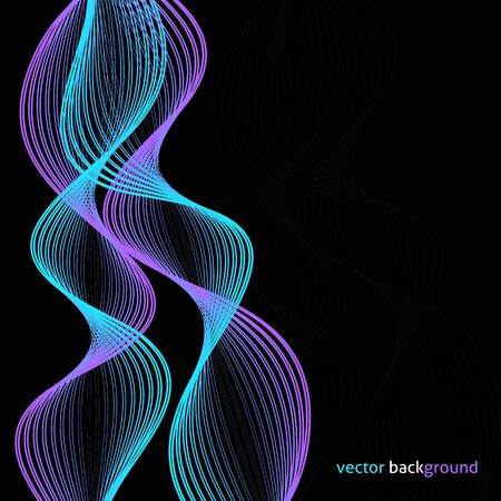 Colorful abstract wave design element on black backgroundのイラスト素材