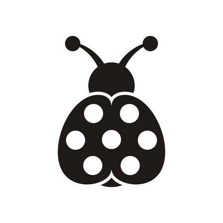 Black vector cute seven spot ladybird icon isolatedのイラスト素材
