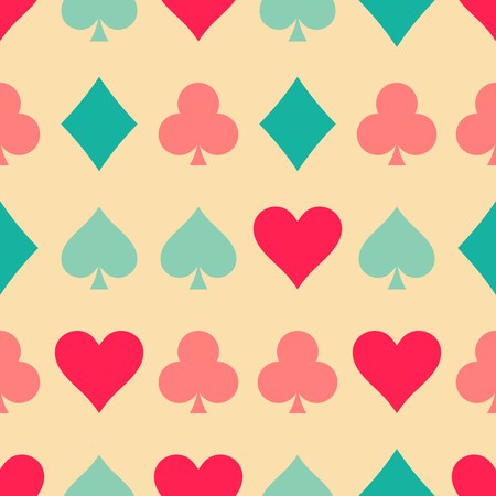 Seamless retro colorful pattern with playing card symbolsのイラスト素材