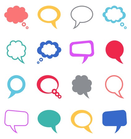 Set of vector colorful speech and thought bubblesのイラスト素材