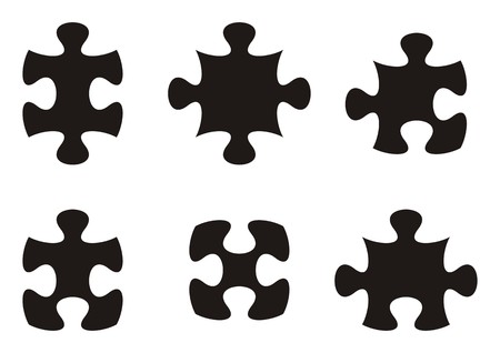 Set of black puzzle pieces on white backgroundのイラスト素材