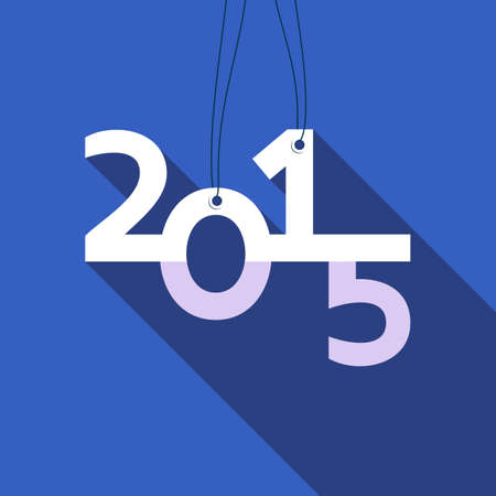 White new year 2015 lettering blue flat designのイラスト素材