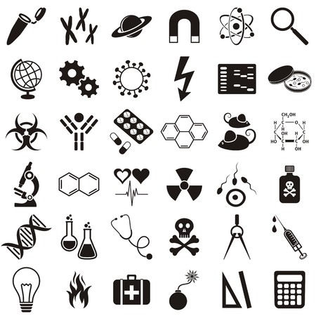 Molecular biology medicine and science vector icons collectionのイラスト素材