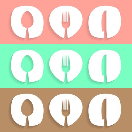 Colorful abstract vector restaurant menu designs with cutleryのイラスト素材