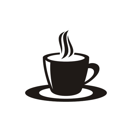 Black vector cup of hot coffee or teaのイラスト素材