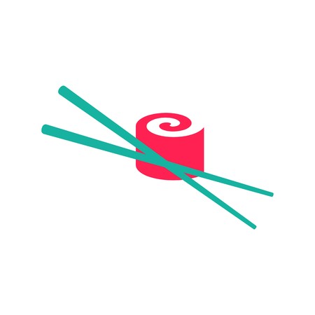 Colorful vector sushi with chop sticks icon isolatedのイラスト素材
