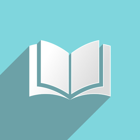 White book icon on turquoise background flat designのイラスト素材