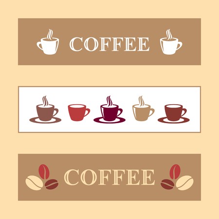 Three vector coffee banners brown and whiteのイラスト素材