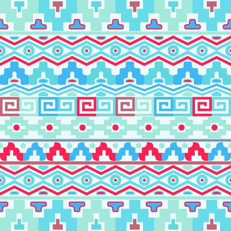Vector seamless background with colorful aztec ornamentsのイラスト素材