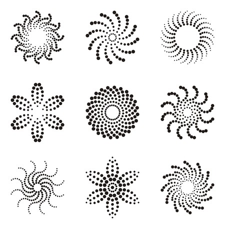 Black vector floral decorative design elements halftone effectのイラスト素材