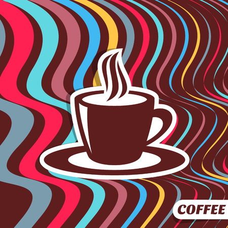 Colorful retro vector coffee menu on wavy linesのイラスト素材