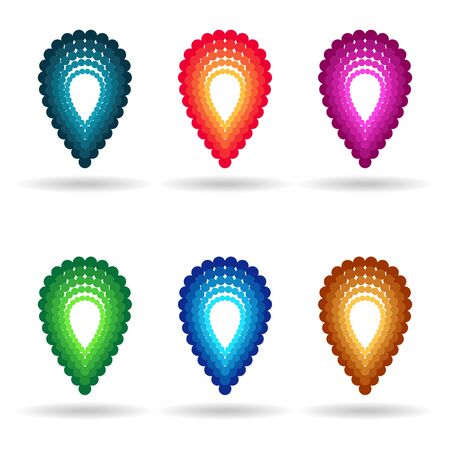 Creative vector map pointer icons collection isolatedのイラスト素材