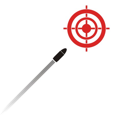 Target practice symbols with target and flying bulletのイラスト素材