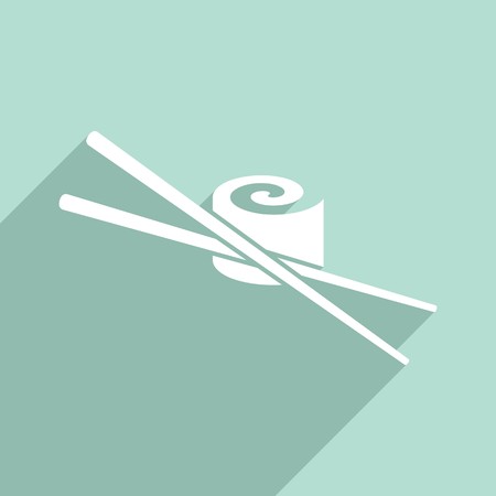 White vector sushi with chop sticks flat designのイラスト素材