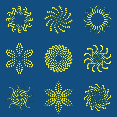Yellow vector floral decorative design elements halftone effectのイラスト素材