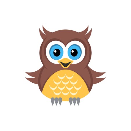 Cute vector single colorful owl on white backgroundのイラスト素材