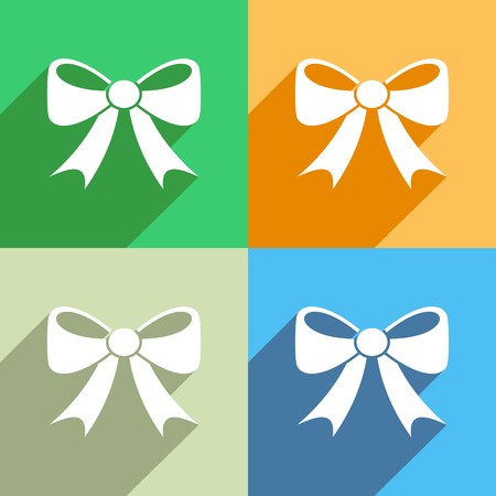 White bow icon on colorful backgrounds flat designのイラスト素材