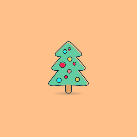 Apricot vector christmas greeting card with christmas treeのイラスト素材