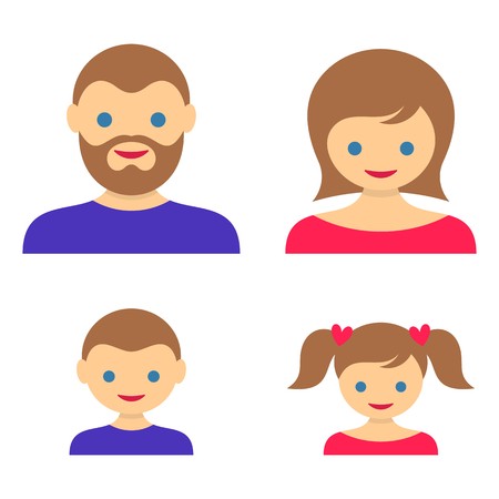 Set of four colorful family member iconsのイラスト素材