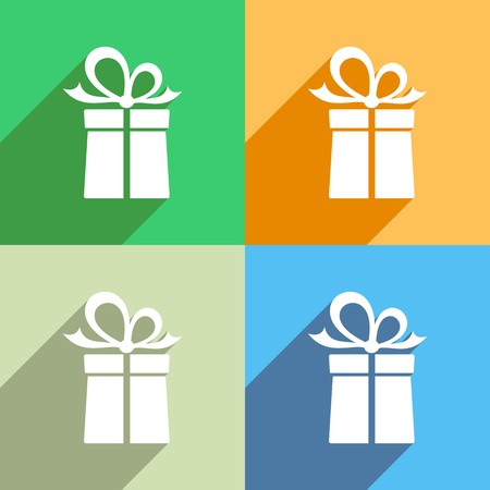 White gift box on colorful backgrounds long shadowのイラスト素材