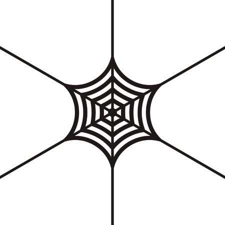 Black vector spider web icon on white backgroundのイラスト素材