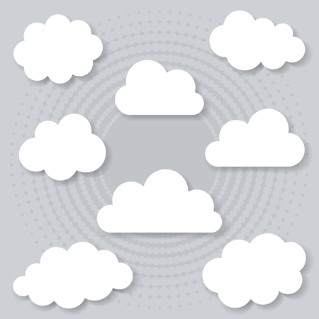 White blank clouds collection with different transparent shadowsのイラスト素材