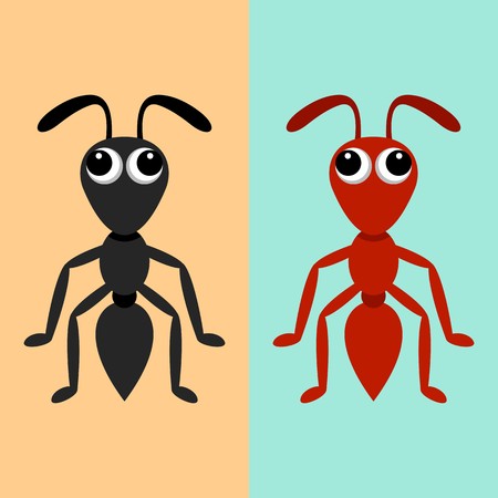 Black and red ant cartoon characters vector illustrationのイラスト素材