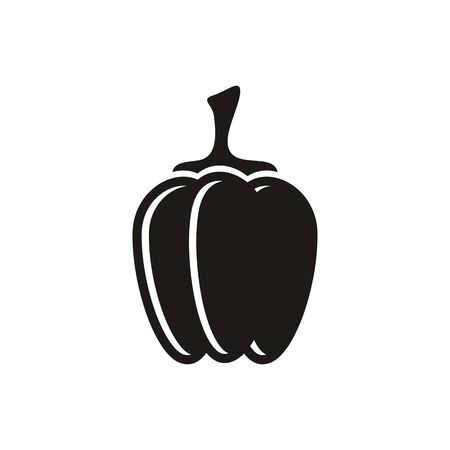 Black vector sweet pepper icon on white backgroundのイラスト素材