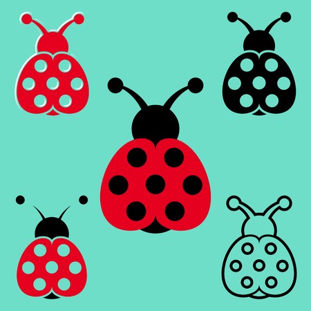 Set of different vector seven spot ladybird iconsのイラスト素材