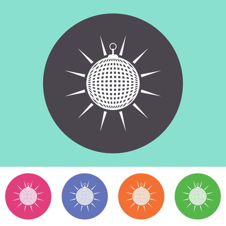 Vector disco ball icon on round colorful buttonsのイラスト素材