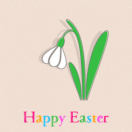 Beautiful vector happy easter card with green snowdropのイラスト素材