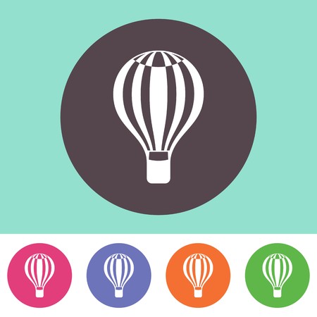 Hot air balloon icon on round colorful buttonsのイラスト素材