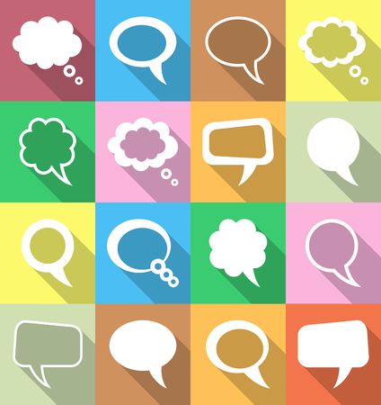 Vector colorful speech and thought bubbles flat iconsのイラスト素材