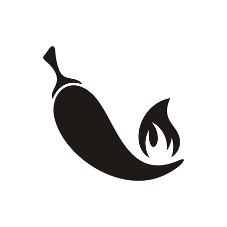 Black vector hot chilli pepper icon with flameのイラスト素材