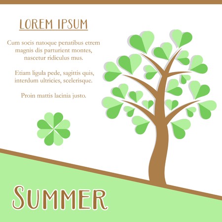 Summer season greeting card design with green treeのイラスト素材