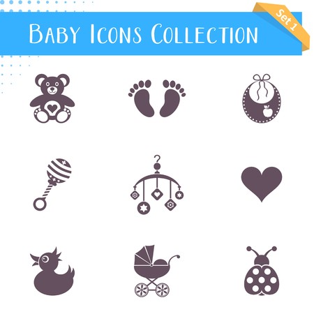 Vector baby icons collection isolated on white backgroundのイラスト素材