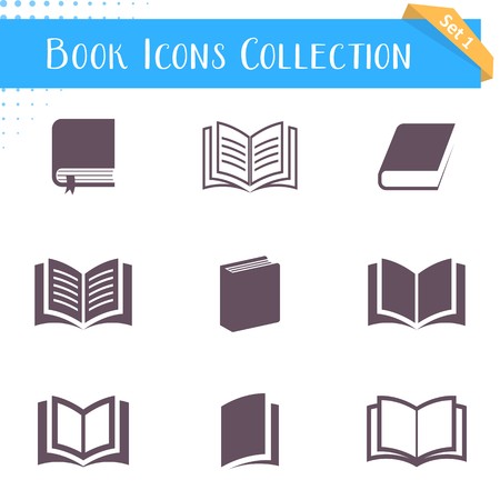 Vector book icons collection isolated on white backgroundのイラスト素材