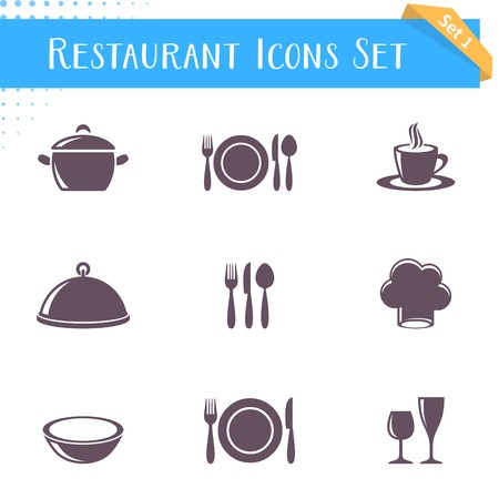 Vector restaurant icons collection isolated on white backgroundのイラスト素材