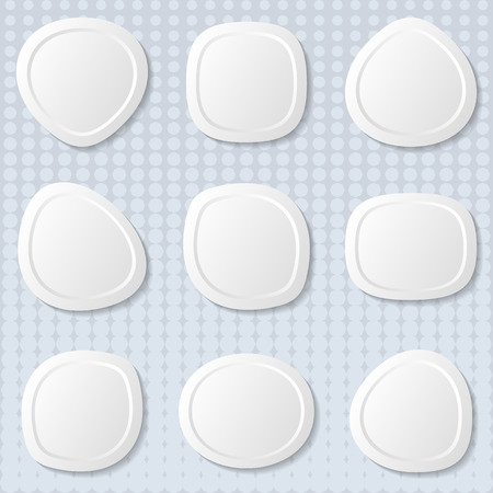 White original irregular round web buttons with shadowsのイラスト素材