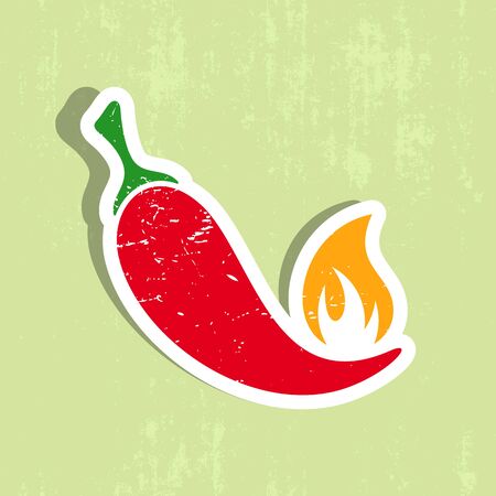 Vector red hot chilli pepper label grunge designのイラスト素材