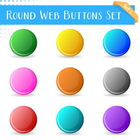 Vector round web buttons isolated on white backgroundのイラスト素材