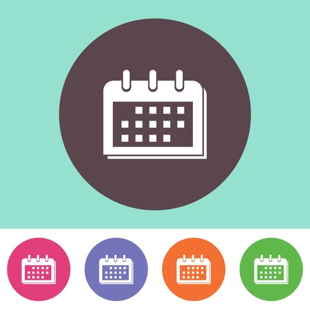 Single vector calendar icon on round colorful buttonsのイラスト素材