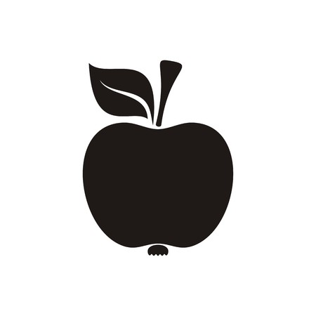 Black vector apple icon isolated on white backgroundのイラスト素材
