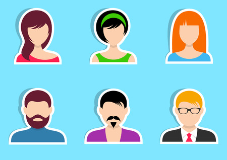 Men and women vector labels for web designのイラスト素材