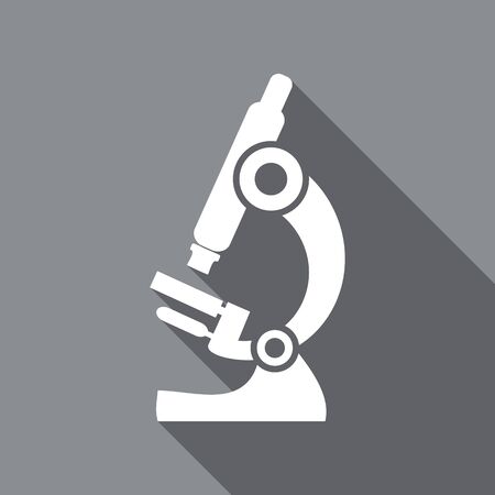 White vector microscope on grey background flat designのイラスト素材