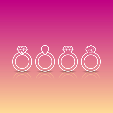 Gradient background with engagement or wedding rings outlineのイラスト素材