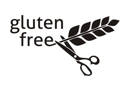 Black vector gluten free symbol with scissors isolatedのイラスト素材